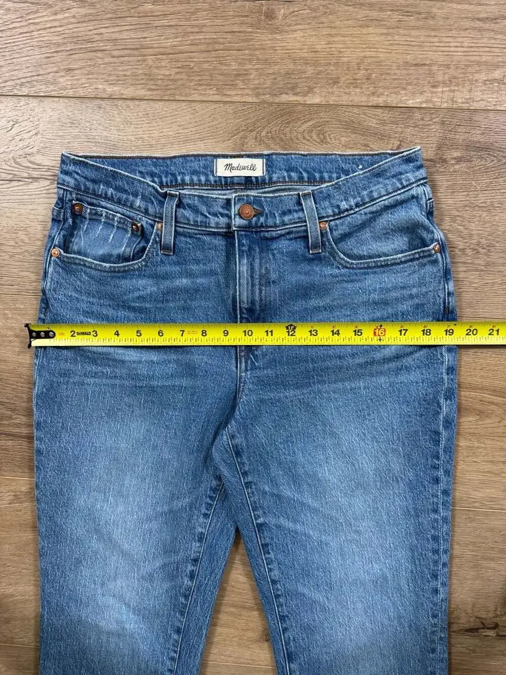 Madewell The Slim Boyjean Jeans Womens 29 Blue Mid Rise Straight Denim Stretch